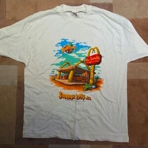 Vintage McDonalds Flinstones Hanes Heavyweight White T-Shirt